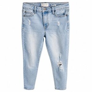 Re/Generation Light Wash Distressed Jeans Women's 26 High Rise Straight Leg